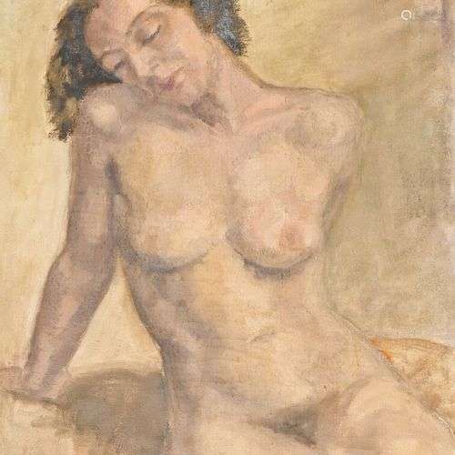 Alice KOHN (1902-1990) Nu féminin assis Huile sur toile sign...