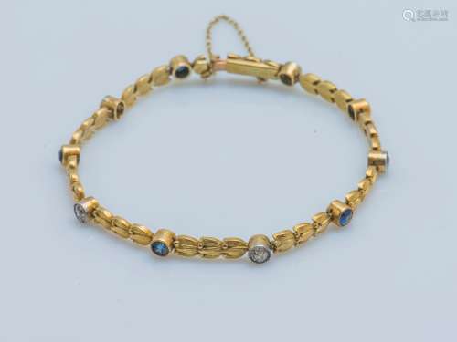Bracelet en or jaune 18 carats (750 ‰) et platine (950 ‰) or...