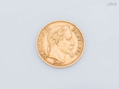 Pièce de 20 francs or Napoléon III 1868. Poids : 6,4 g