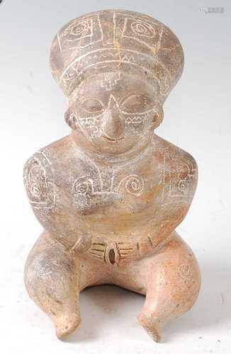 * A hollow ware pottery figure, modelled as a female in seat...