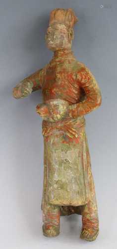 * A Chinese polychrome painted pottery burial figure, modell...