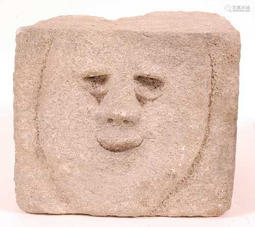 * An architectural limestone block / corbel, carved with a f...