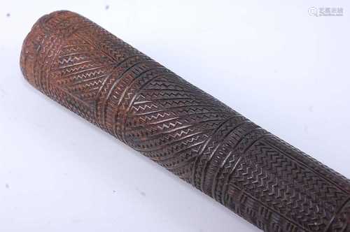 A Polynesian Akau Povai ironwood pole club of tapering form,...