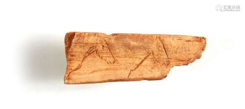Fragment d'os représentant gravé sur une face deux chevaux p...