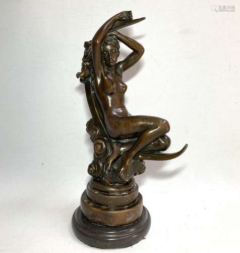 Allégorie de la NUIT en bronze figurant une jeune femme nue ...