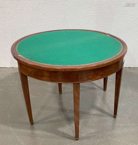 TABLE A JEUX formant TABLE demi lune en acajou et placage d'...