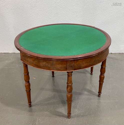 TABLE A JEUX formant console demi-lune en acajou et placage ...