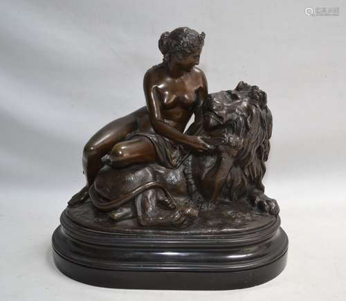 Willem GEEFS [belge] (1805-1883) Le lion amoureux Bronze sig...