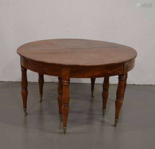 TABLE formant console demi-lune en bois naturel, reposant su...