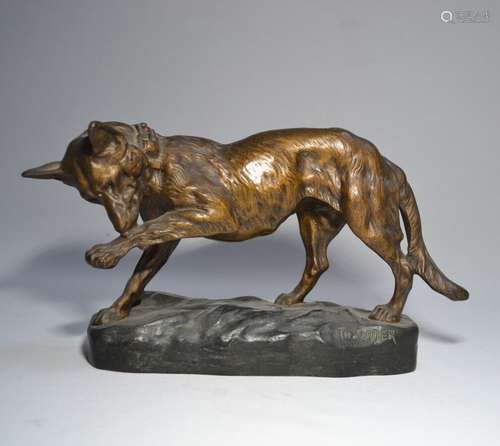 Thomas François CARTIER (1879-1943) Berger allemand Bronze s...