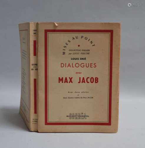 EMIE (Louis) Dialogues avec Max Jacob. Paris, Corrêa, Buchet...