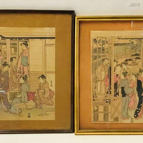 Suite de 2 reproductions d’estampes japonaises