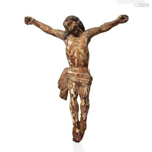 Christ en croix en bois sculpté et polychromé, figuré mort, ...