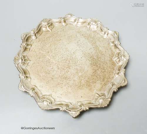 A late George II silver salver, with shell and scroll border...