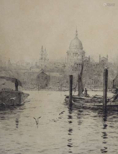 Rowland Langmaid RA (1897-1957), etching, St Paul’s from the...