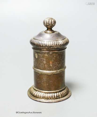 A late Victorian silver mounted pepper mil, Sheffield, 1891,...