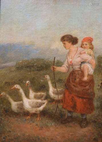 Mark William Langlois (19th C.), oil on canvas, The Goose gi...