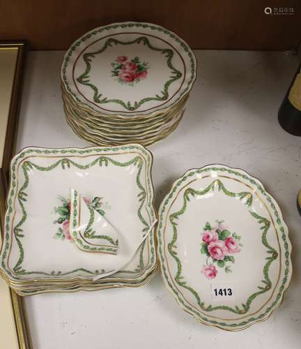 A quantity of 19th century hand painted floral plates, decor...