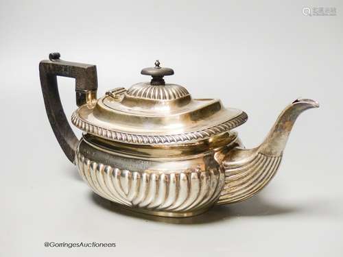 A Mappin & Webb fluted silver teapot, Sheffield, (marks rubb...