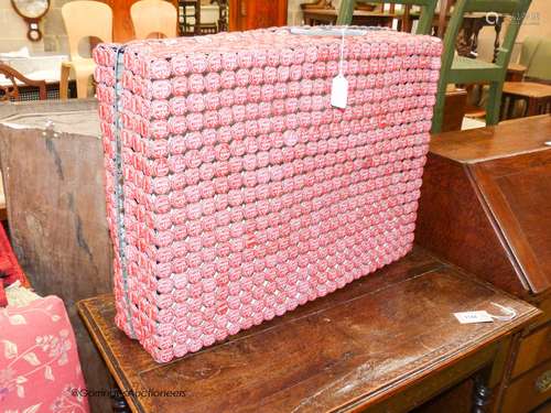 An unusual wirework suitcase, made from vintage Coca Cola bo...