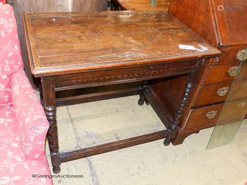 An 18th century rectangular oak side table, width 83cm, dept...