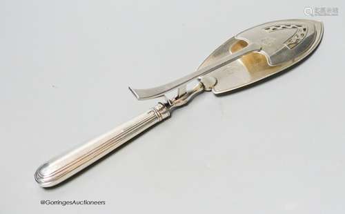 A pair of George III silver navette shaped serving tongs, Pe...