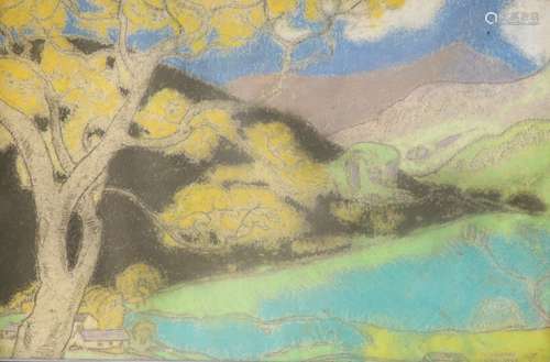 Arthur Joseph Gaskin (1862-1928), pastel, Snowdon, signed an...