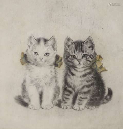 Metam Pluckebaum (1876-1945), an etching of kittens, ‘Brothe...