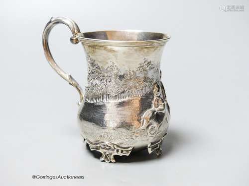 A Victorian silver christening mug, embossed with children a...