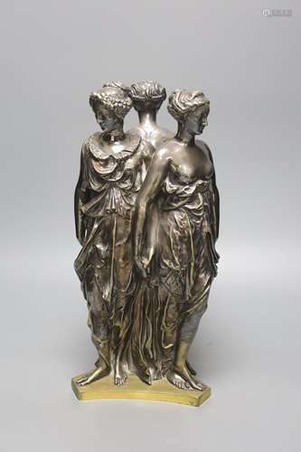 After the Antique. A silvered bronze of The Three Graces, he...