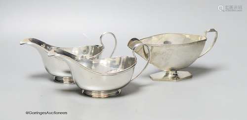 A pair of George V silver sauceboats, London, 1928 and one o...