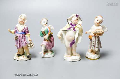 Two mid 18th century Meissen figures of Cupid in disguise an...