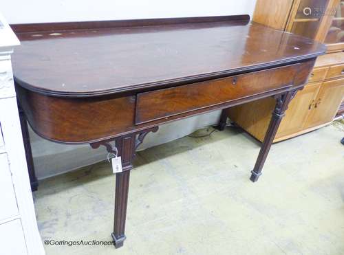 A George IV mahogany bowfront serving table, width 169cm, de...