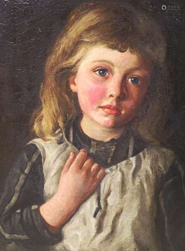 Julia M. Levy, oil on board, Portrait of a girl, signed, 44 ...