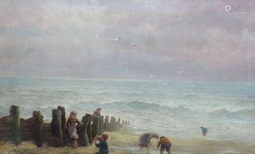 After Eugene Boudin, oil on canvas, children on the beach, 1...