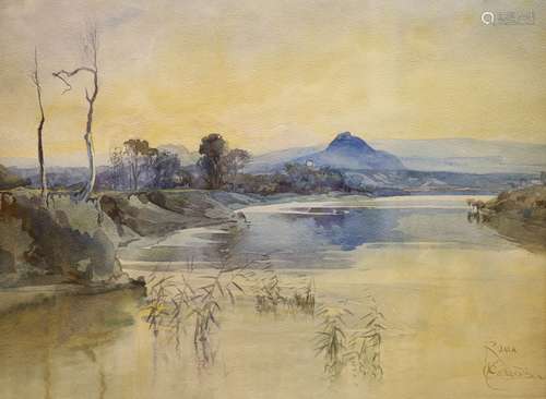 Onorato Carlandi (1848-1939), watercolour, The marshes near ...