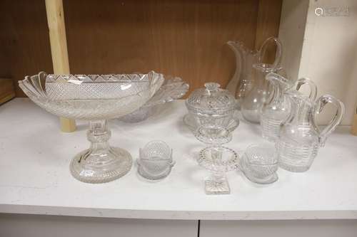 A quantity of deep cut table glassware, 19th century