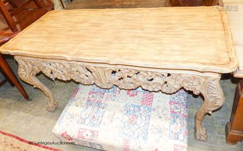 A George II style rectangular carved wood centre table, widt...