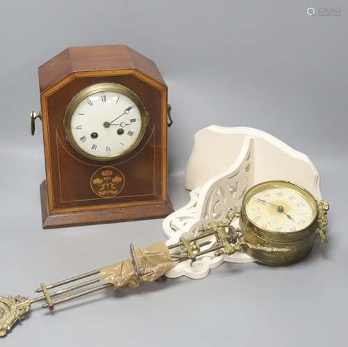 An incomplete late 19th century brass mystery timepiece, a p...