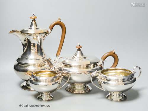 A George V silver four piece tea set, Jay, Richard Attenboro...