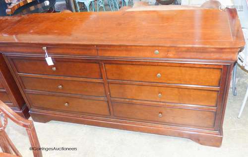 A French style reproduction mahogany eight drawer chest, wid...