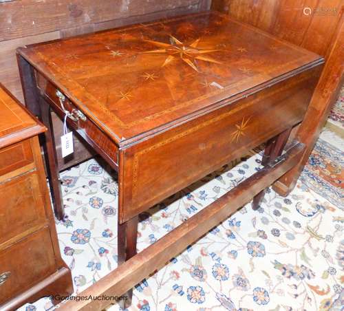 A George III mahogany Pembroke table, inlaid with star motif...