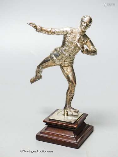 An Edwardian silver miniature model of an ice skater, Elking...