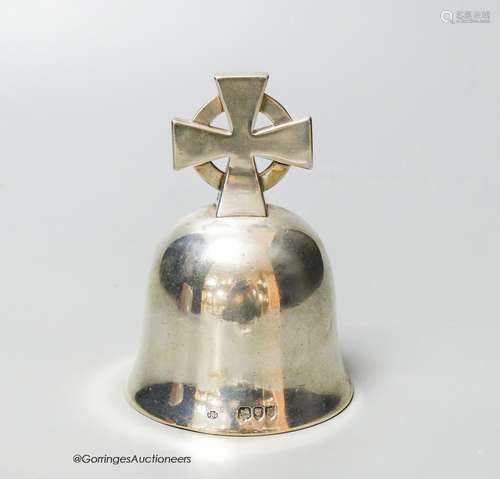 A late Victorian cast silver ecclesiastical hand bell, by Wi...