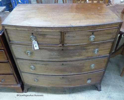 A 19th century mahogany bow-fronted chest of drawers, width ...