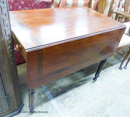 A Regency rosewood banded mahogany Pembroke table, width 88c...