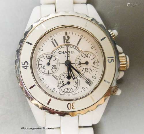 A lady's modern Chanel J12V chronograph quartz wrist watch, ...