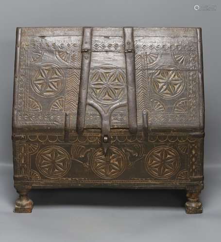 A 19th century Indian hardwood casket, length 44cm