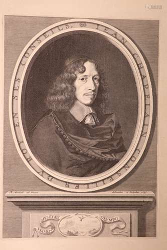 Robert Nanteuil, set of 8 engravings, portraits, 35 x 27cm, ...