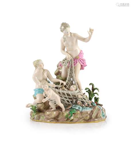 A Meissen group ‘The Capture of the Tritons, 19th century, m...